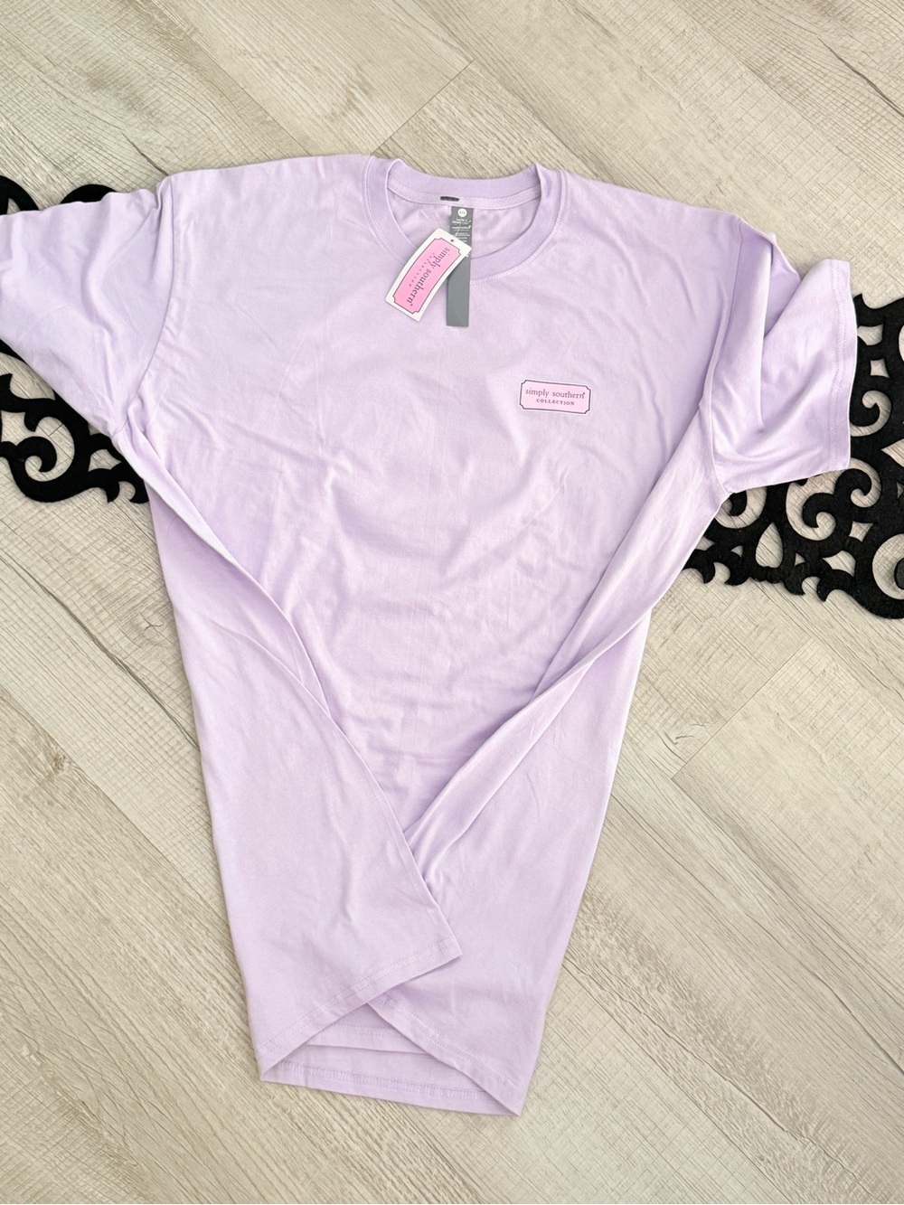 Simply Southern Lavender Tee with Pink Logo Patch